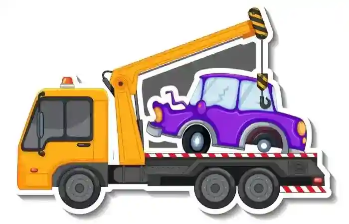Tow truck towing a scrap car